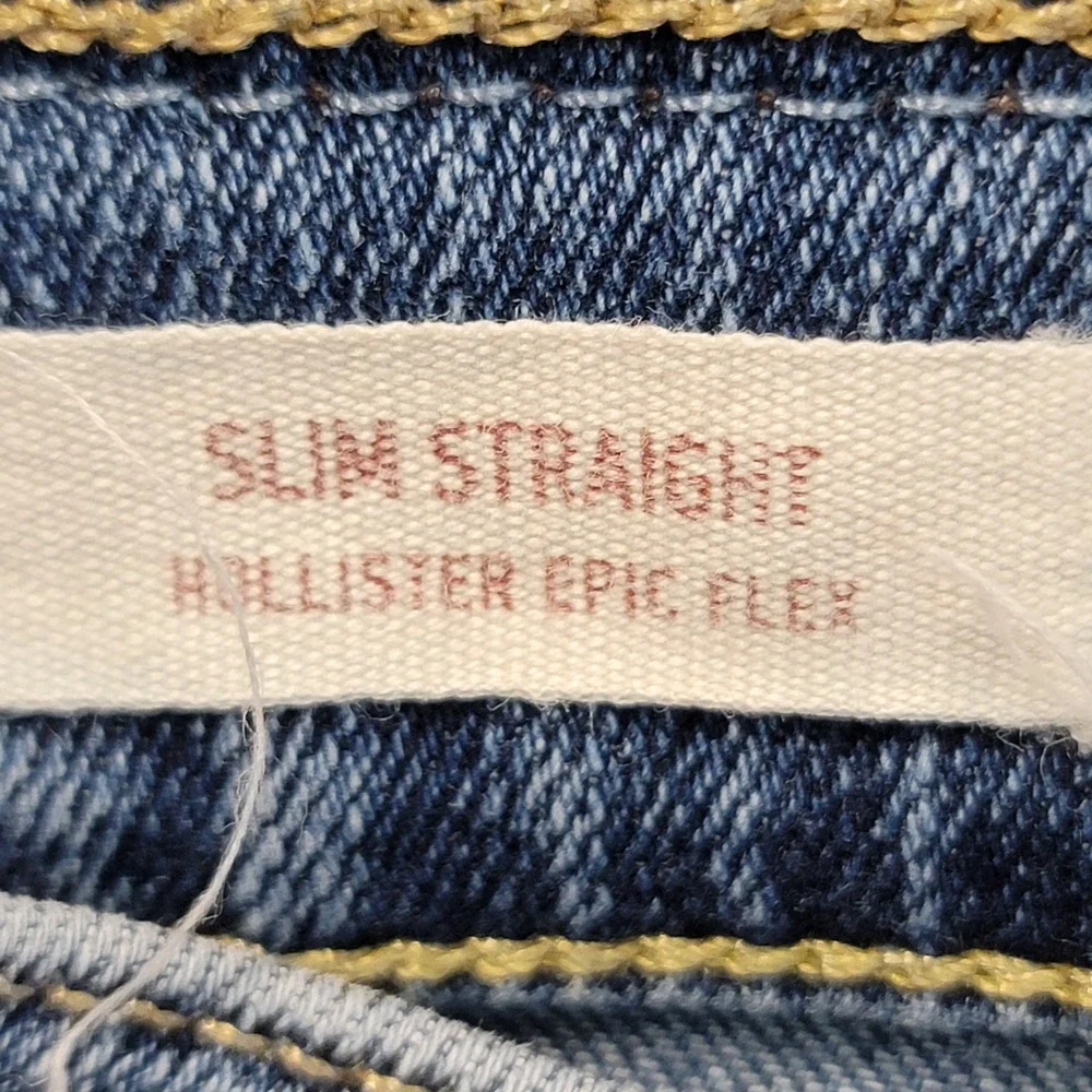 Hollister Men Jeans 28/30 Blue Denim Slim Straight DarkWash Gruge Streetwear Y2K